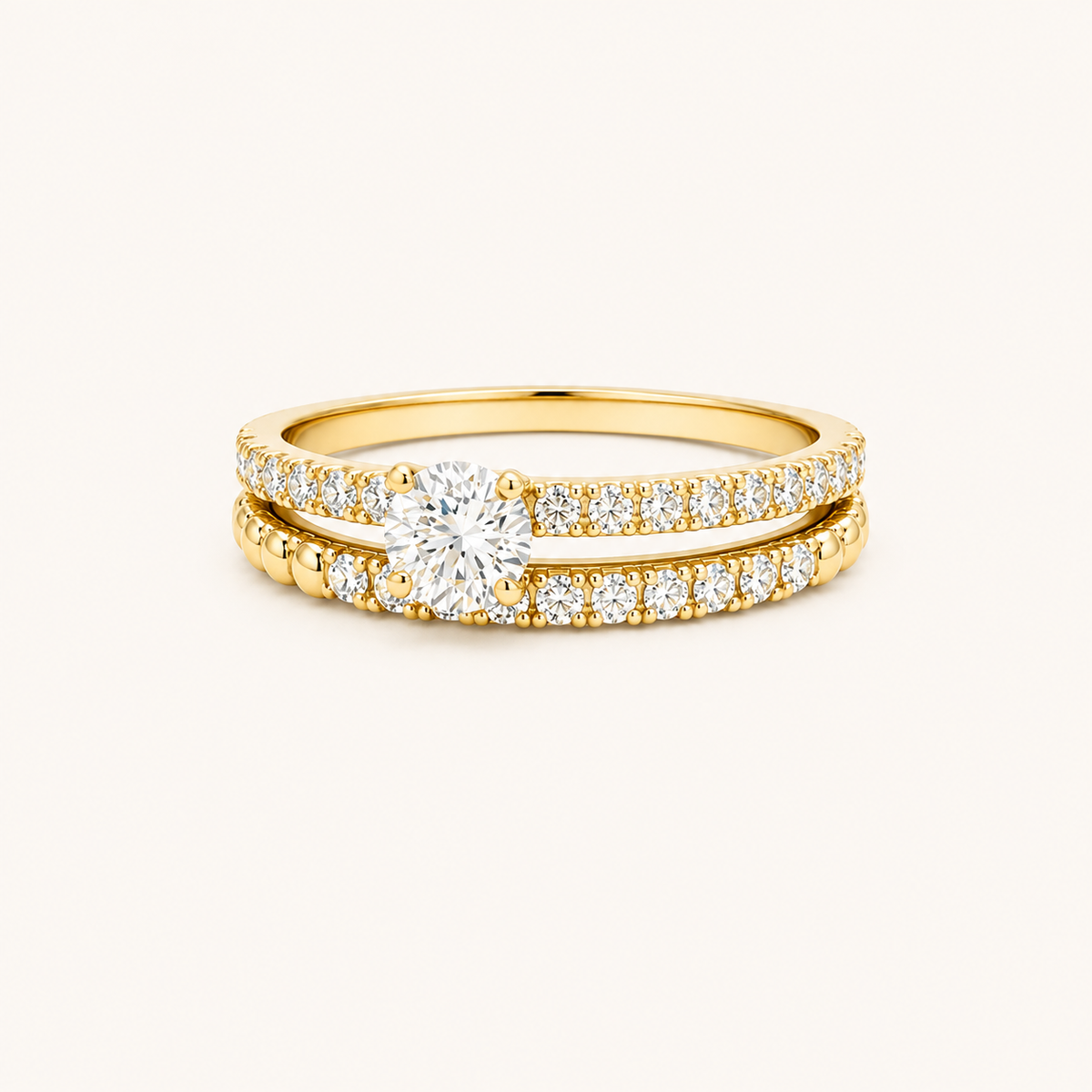 14K Gold Wedding Ring with Zirconia's